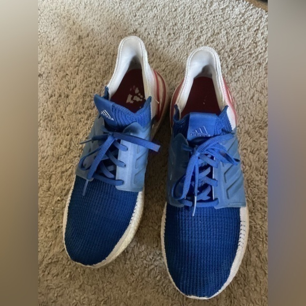 Adidas Ultraboost 19 Men Size 11.5 Running Sneaker Shoes Blue White EF1340 - Picture 1 of 8